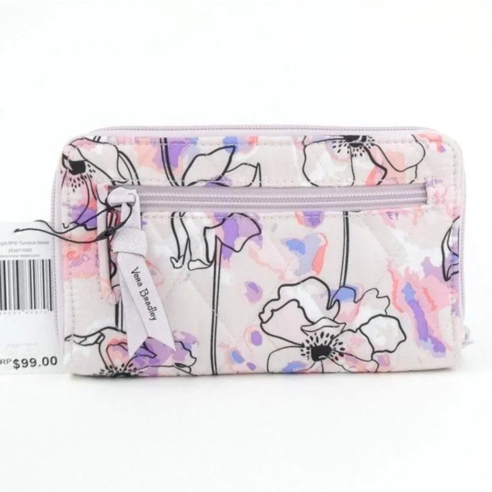 Vera‎ Bradley Anemone Watercolor Ultralight RFID Turnlock Wallet NWT